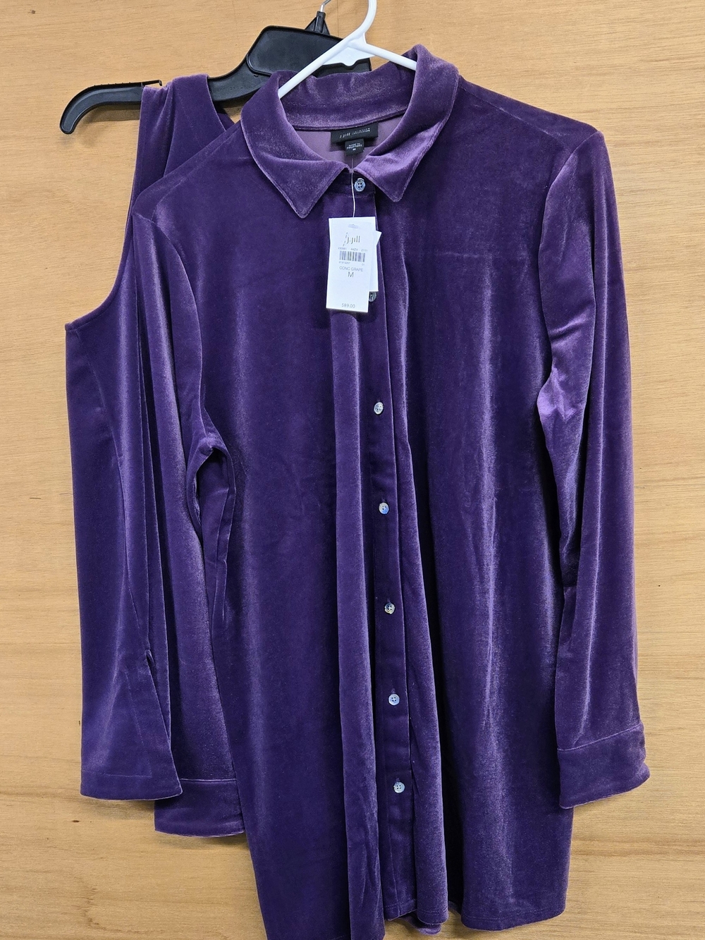 J. Jill Velvet Button-Down Shirt Jacket in Deep Purple And Tank Top. 2pc Set